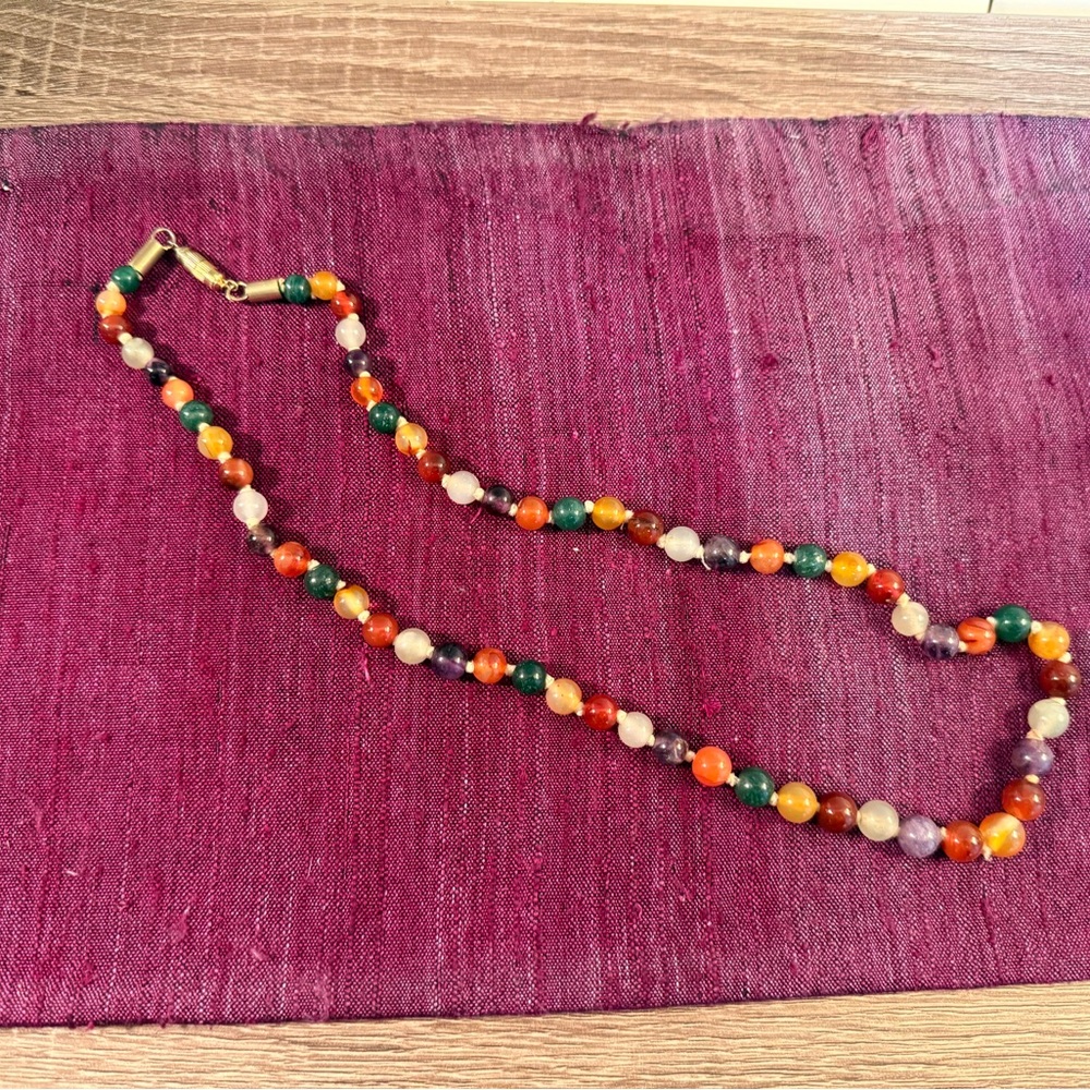 Vintage Mixed Gemstone Beaded Necklace